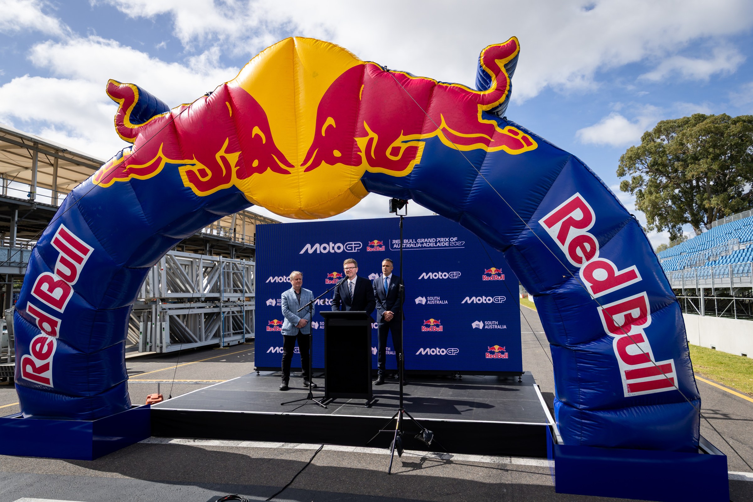 Red Bull inflatable arch on the Adelaide Street Circuit at the MotoGP Red Bull Grand Prix of Australia announcement